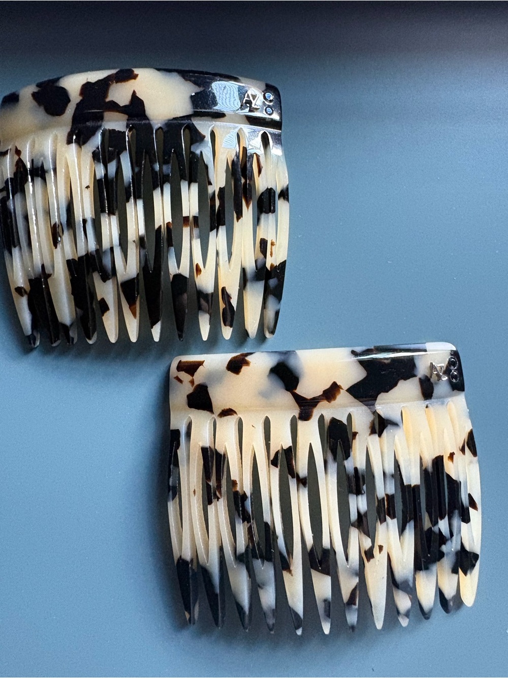 Alexandre Zouare Paris Tortoiseshell Hair Comb Set 2 hand made Ivory Tortoise